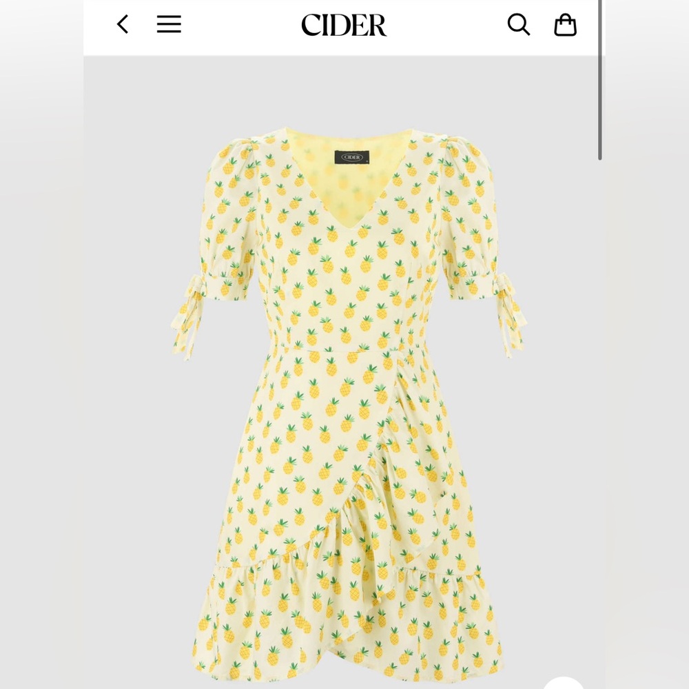 Cider Yellow Pineapple Pattern Mini Dress